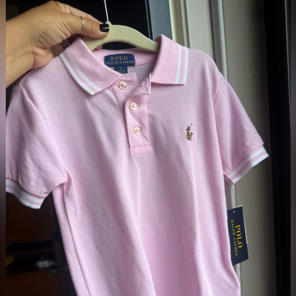 Polo by Ralph Lauren Kids Light Pink Cotton Polo with White Trim